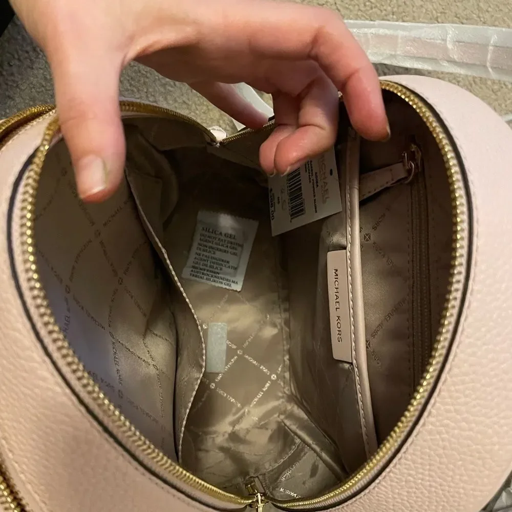 Michael Kors Adina Kenly Backpack Powder Blush Pink Pebbled Leather NWT